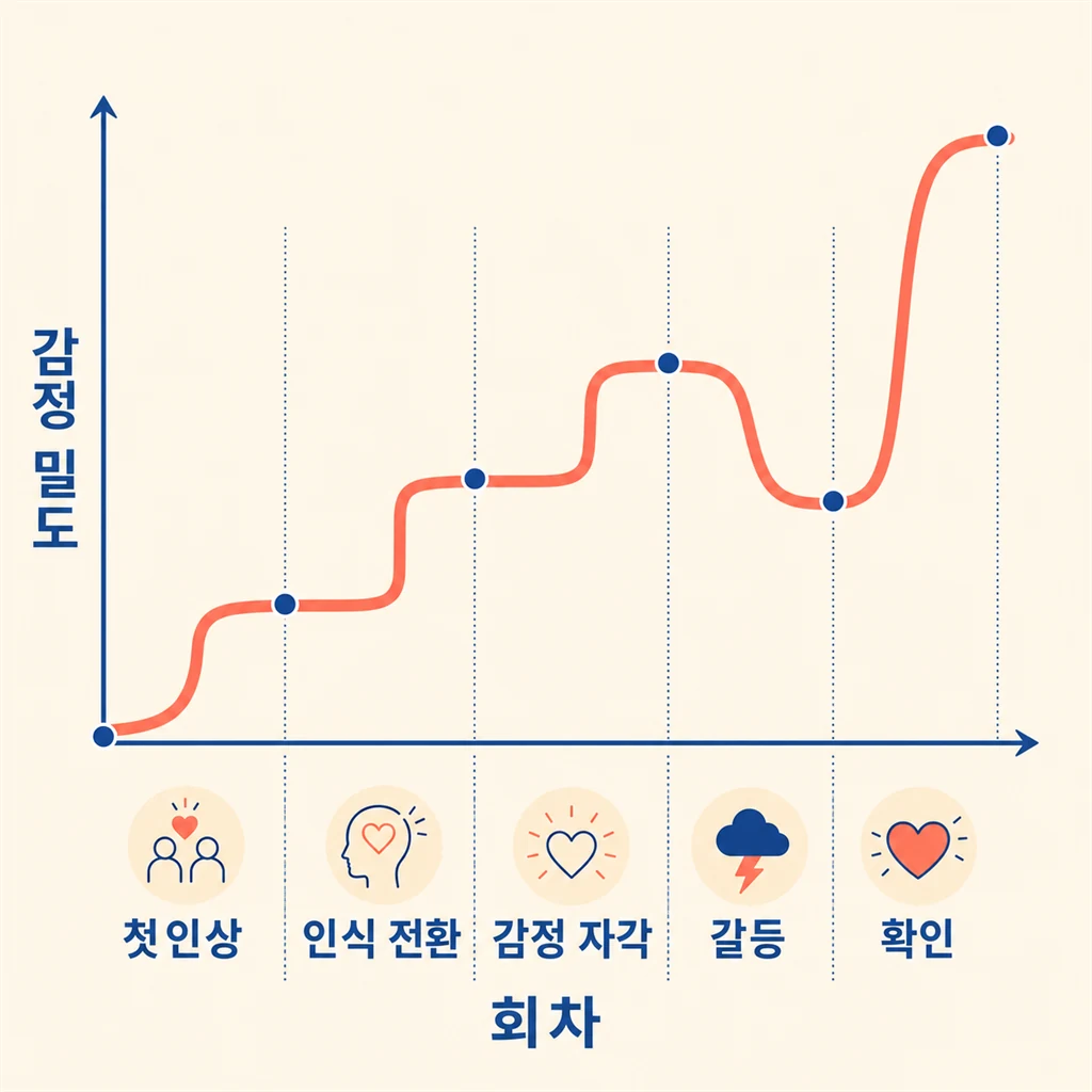 회차별 감정 밀도 발전 그래프